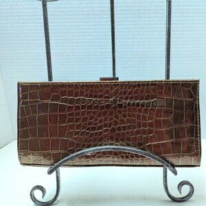 Imitation Croc Faux Leather Fashion Evening Bag BronzeTone